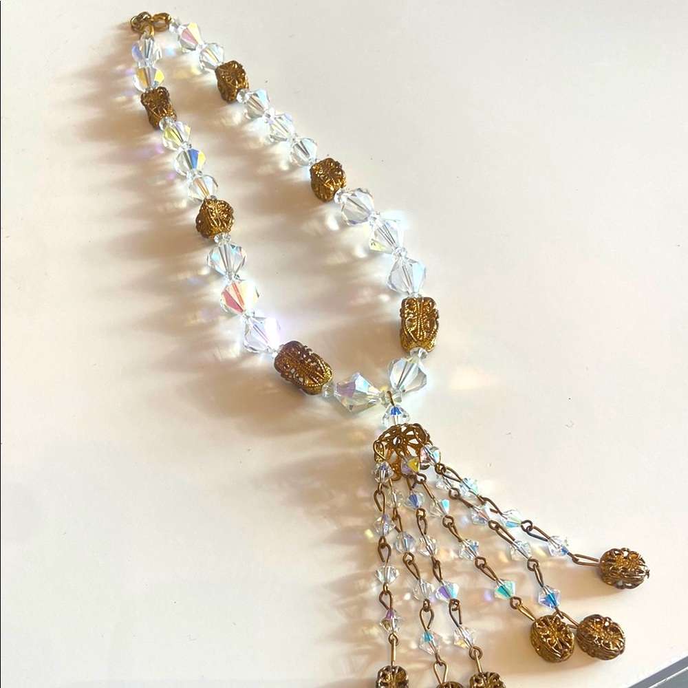 Vintage AB chandelier necklace